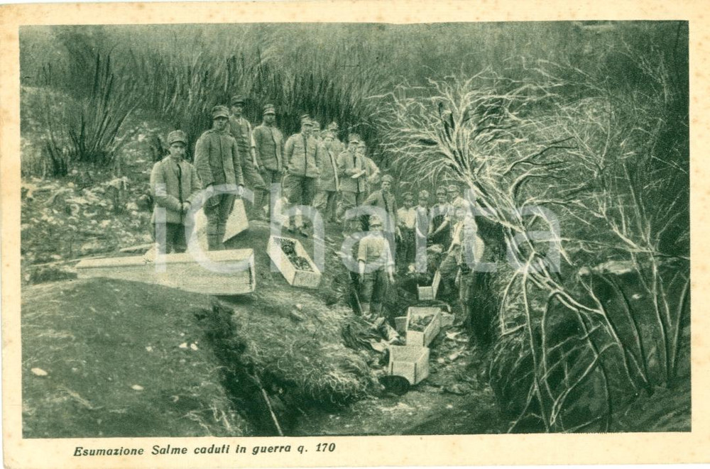 Cartolina originale da collezione 1931 MONTE SAN MICHELE GO Esumazione salme caduti in guerra Cartolina FP VG 1