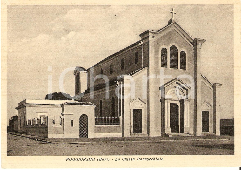 Cartolina originale da collezione 1955 circa POGGIORSINI BA Chiesa Parrocchiale MARIA SS. ADDOLORATA FG VG 1