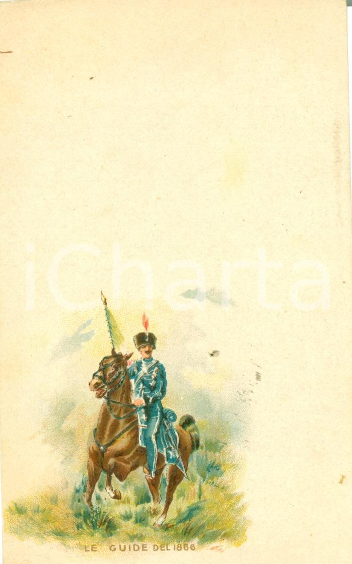 Cartolina originale da collezione 1904 19° REGGIMENTO Le guide cavalleggeri del 1866 ILLUSTRATA FP NV 1