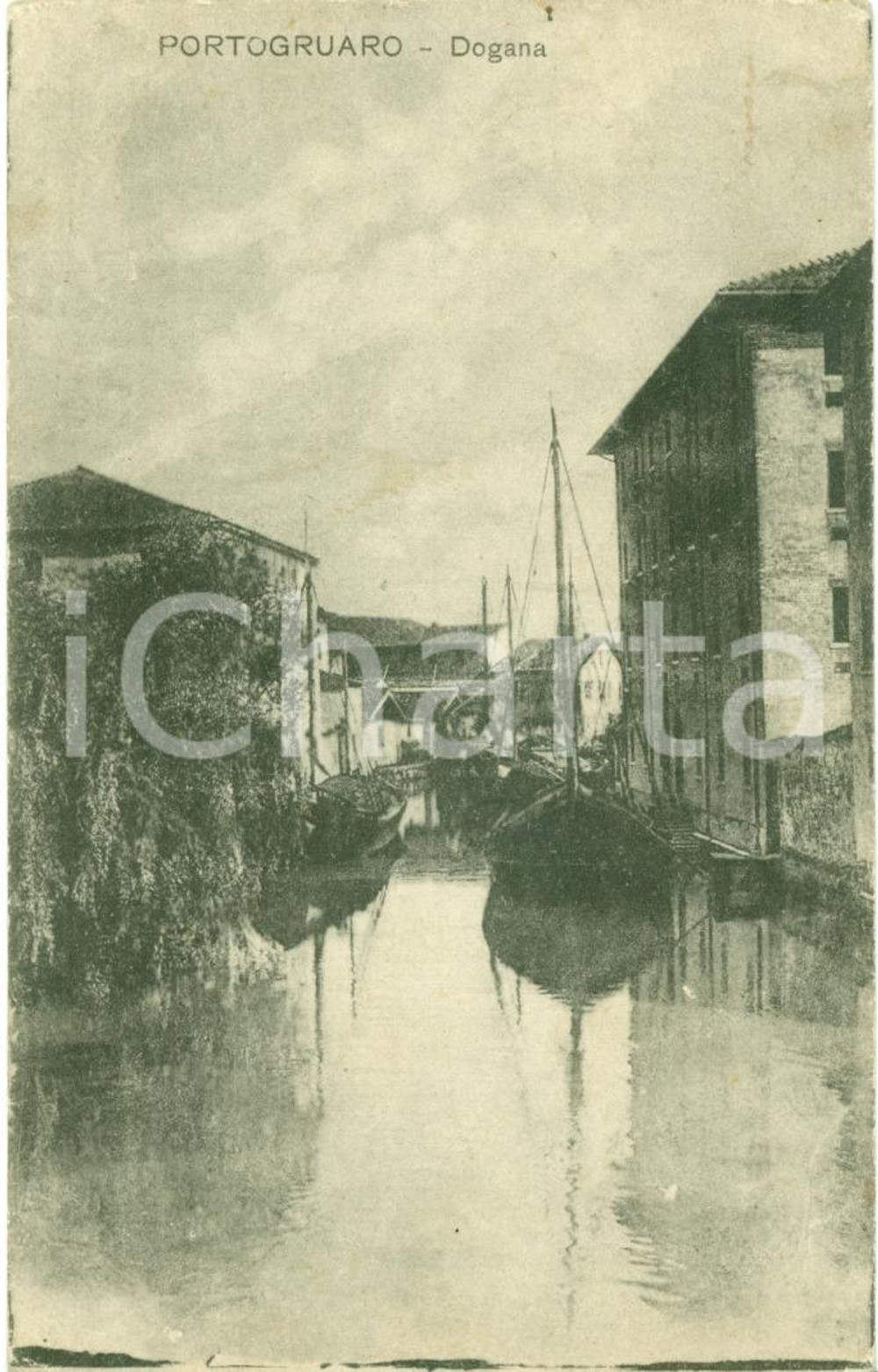 Cartolina originale da collezione 1917 PORTOGRUARO (VE) Veduta della Dogana *Cartolina FP VG 1