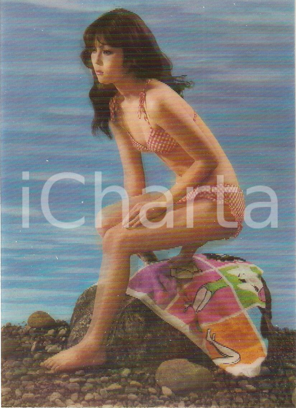 Cartolina originale da collezione 1970 TOKYO Cartolina NAKED WOMAN at the sea Bikini OLOGRAFICA 1 1