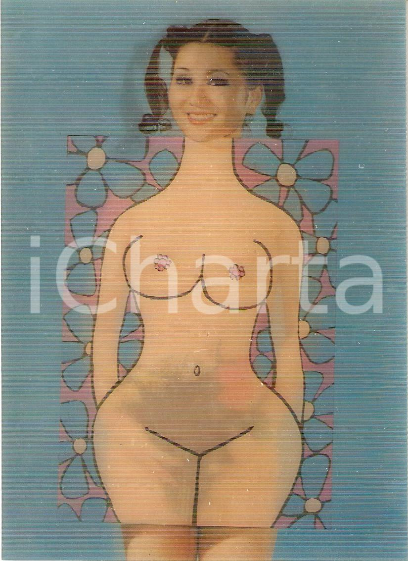 Cartolina originale da collezione 1970 TOKYO NAKED WOMAN with funny painting OLOGRAFICA FG NV 1