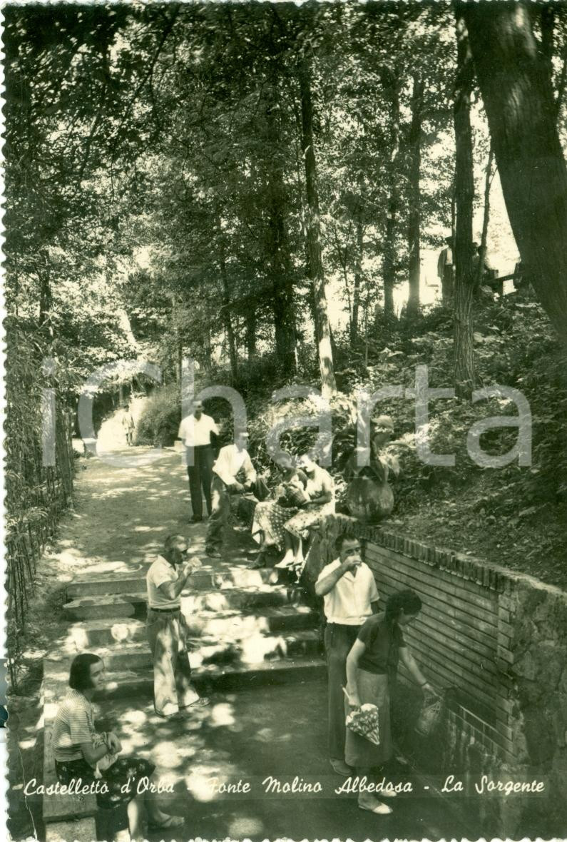 Cartolina originale da collezione 1954 CASTELLETTO D ORBA AL Antica fonte Molino ALBEDOSA Cartolina FG VG 1