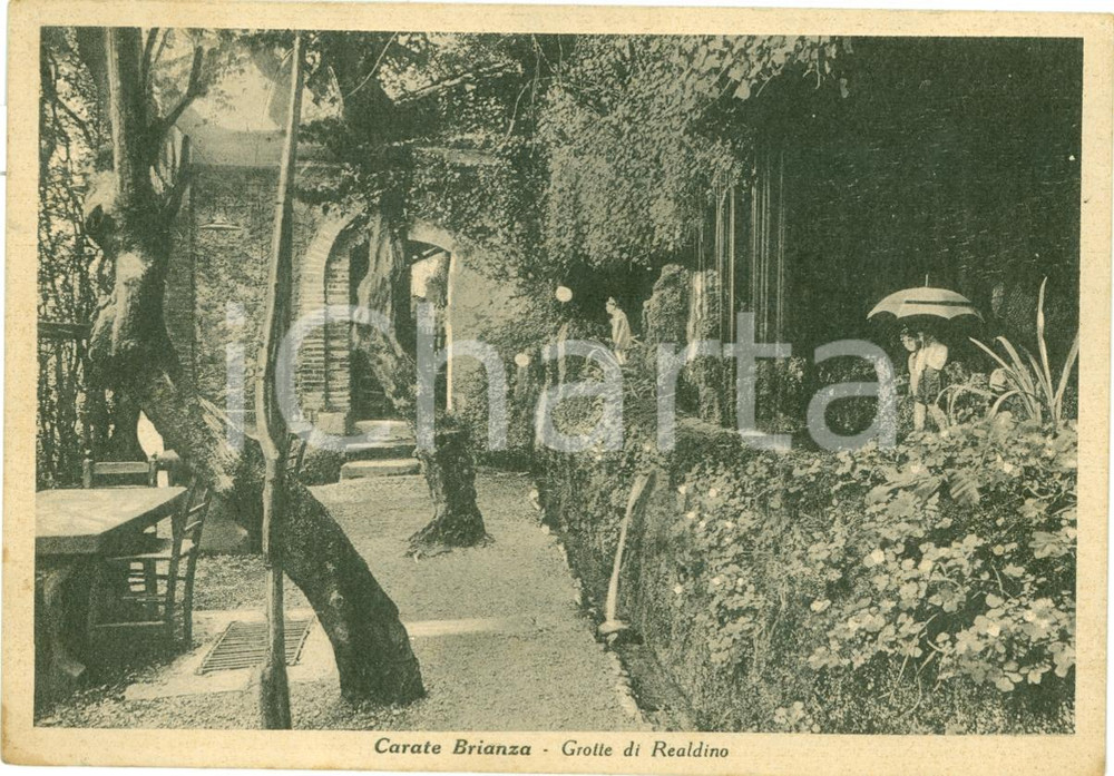 Cartolina originale da collezione 1950 CARATE BRIANZA MI Le grotte di REALDINO Cartolina ANIMATA FG VG 1