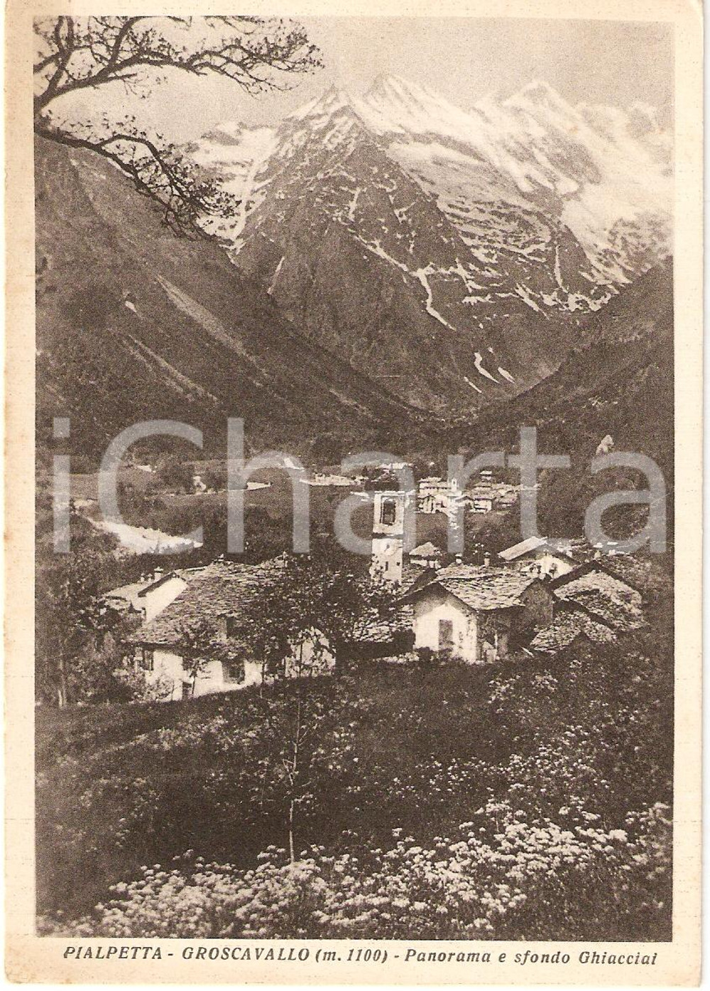 Cartolina originale da collezione 1940 ca PIALPETTA Groscavallo (TO) Panorama con GHIACCIAI FG NV 1