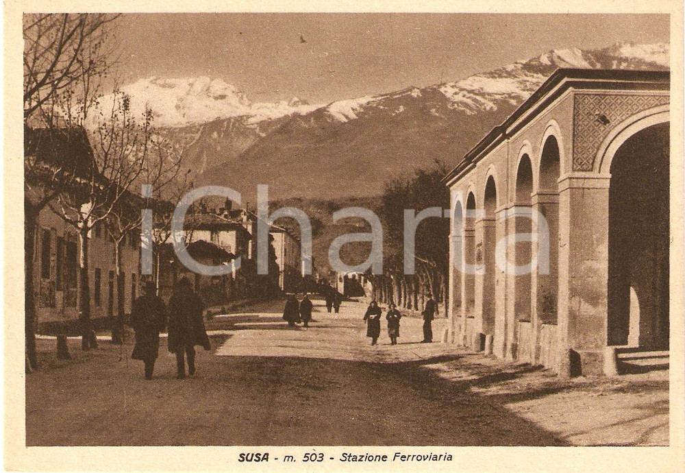 Cartolina originale da collezione 1940 ca SUSA TO Stazione Ferroviaria ANIMATA FG NV 1