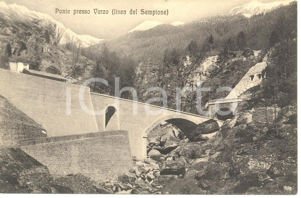 Cartolina originale da collezione 1916 VARZO VB Ponte sulla linea del SEMPIONE Cartolina postale FP VG 1