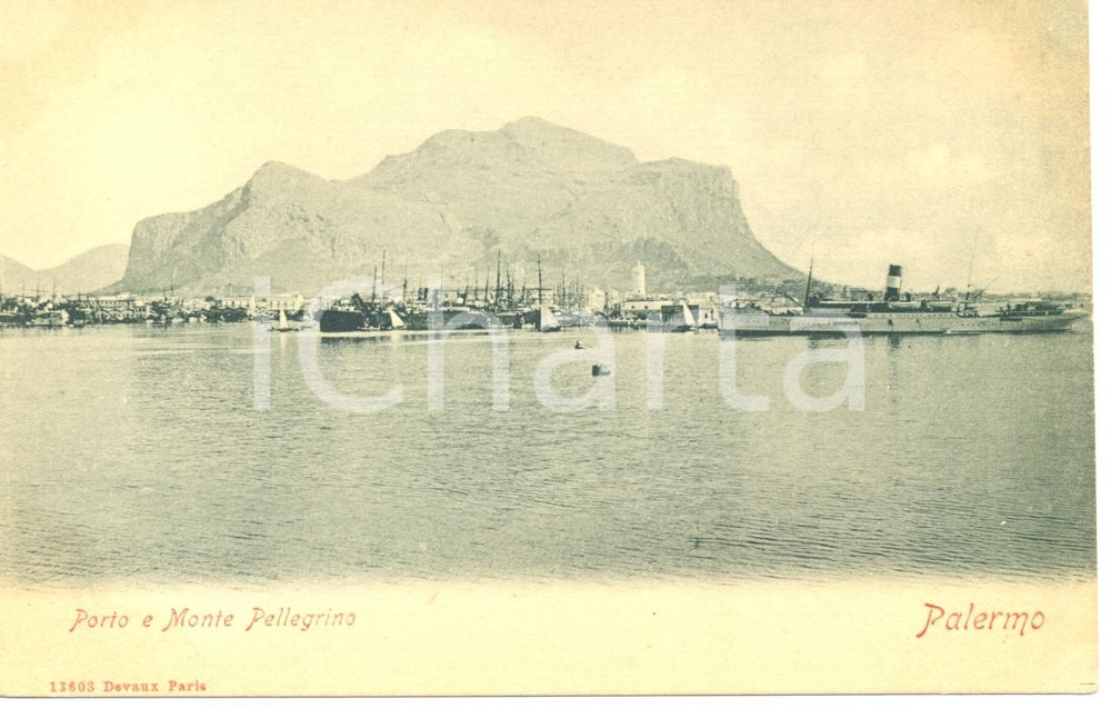 Cartolina originale da collezione 1900 ca PALERMO PORTO e Monte PELLEGRINO Cartolina FP NV 1