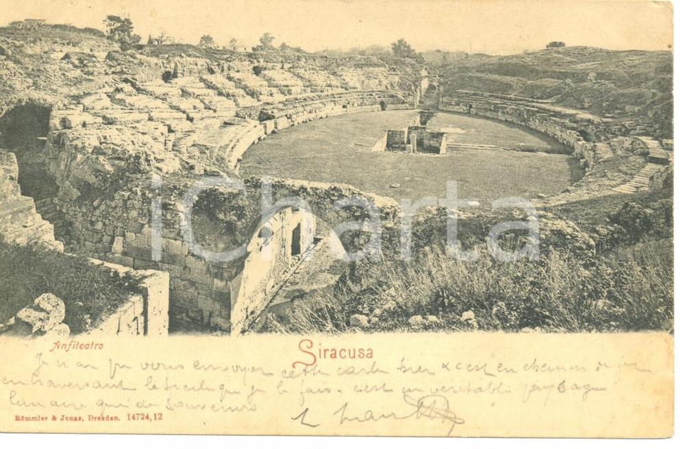 Cartolina originale da collezione 1903 SIRACUSA ANFITEATROCartolina FP VG 1