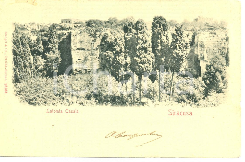Cartolina originale da collezione 1901 SIRACUSA Latomia CASALE *Cartolina postale FP VG 1