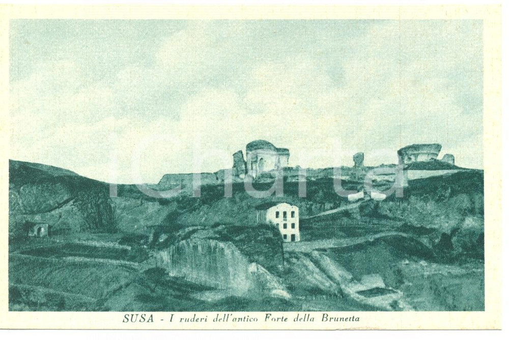 Cartolina originale da collezione 1920 ca SUSA (TO) Ruderi antico forte della BRUNETTA *Cartolina postale FP NV 1
