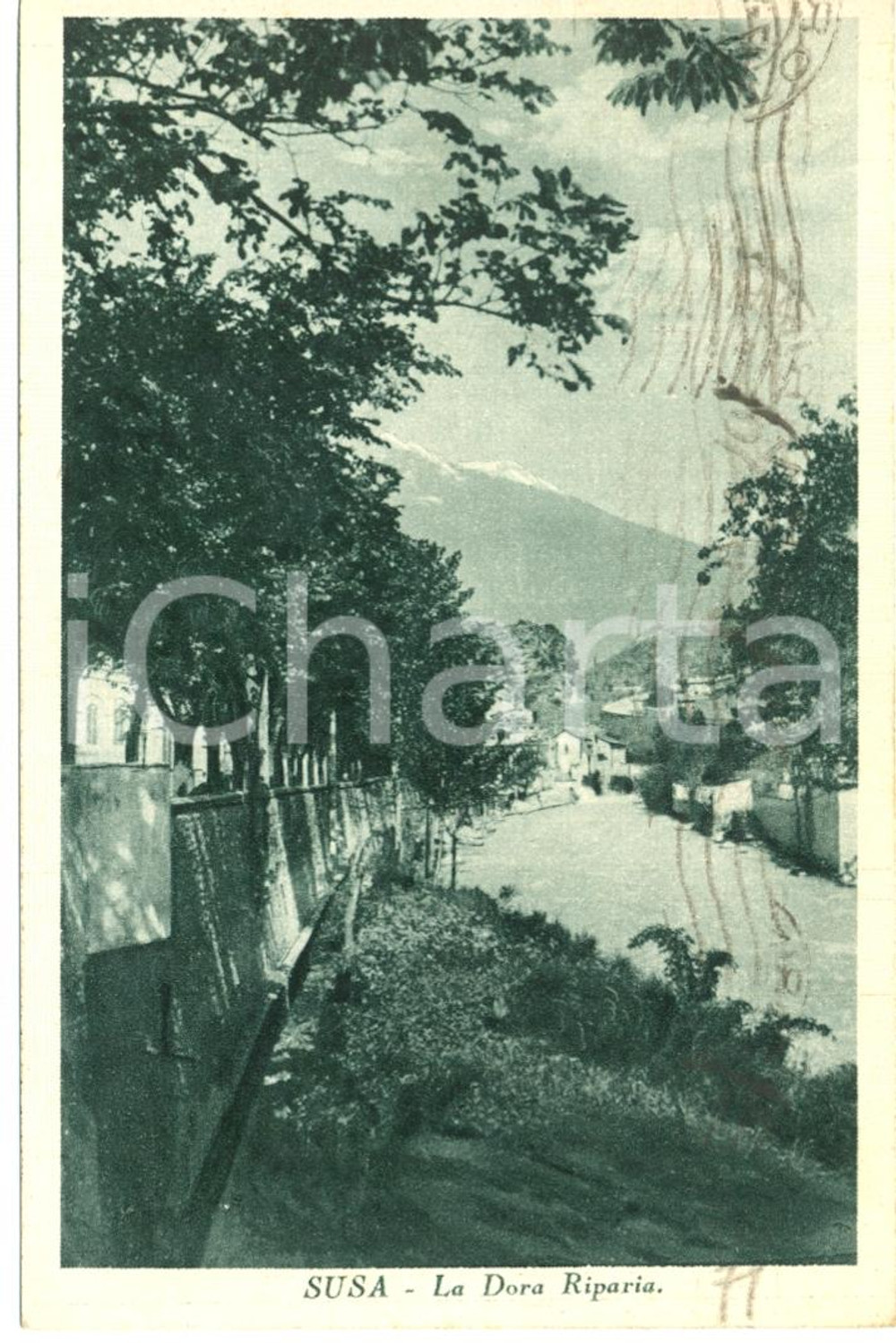 Cartolina originale da collezione 1939 SUSA (TO) Veduta della DORA RIPARIA *Cartolina postale FP VG 1