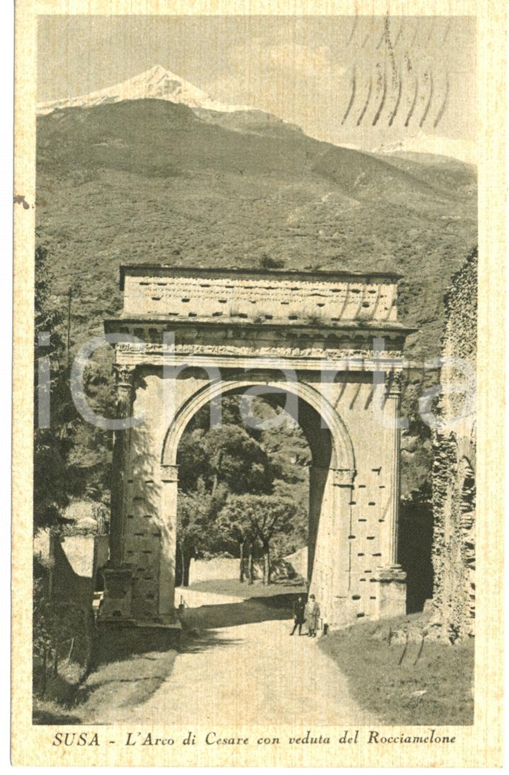 Cartolina originale da collezione 1939 SUSA (TO) Arco di CESARE veduta del ROCCIAMELONE *Cartolina postale FP VG 1