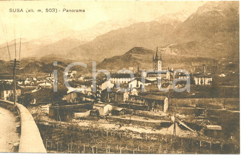 Cartolina originale da collezione 1930 SUSA TO Panorama della cittÃ  Cartolina postale FP VG 1