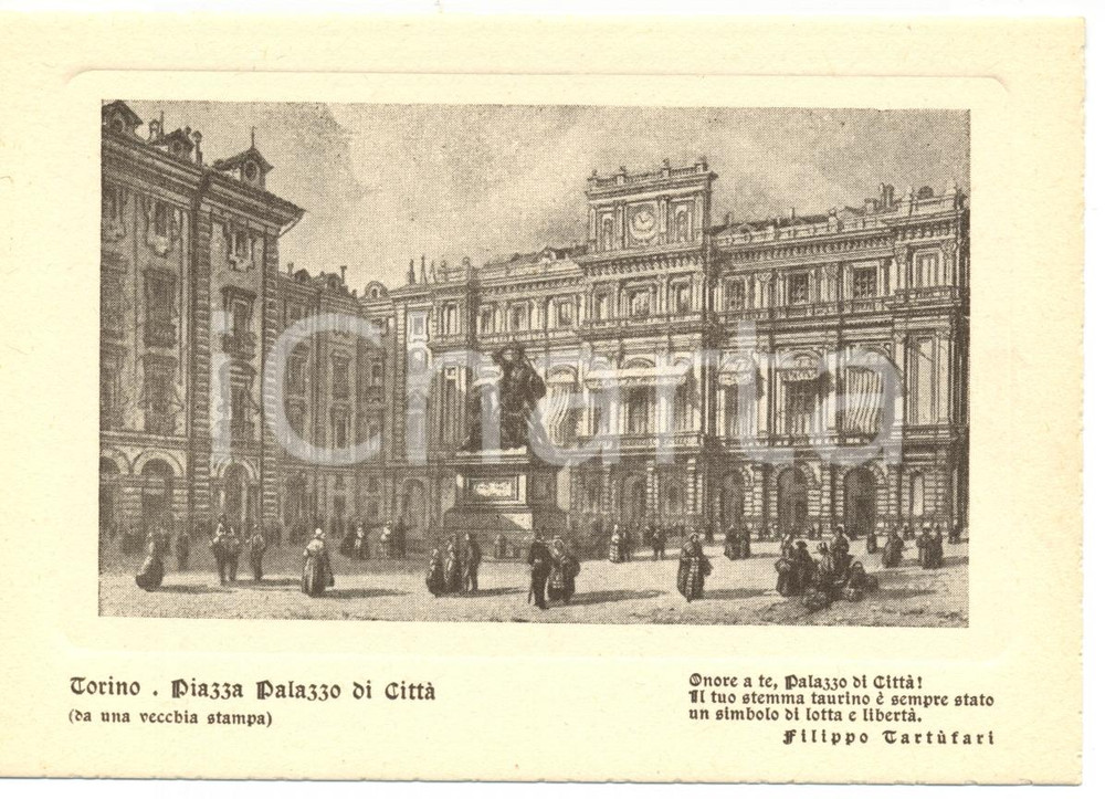Cartolina originale da collezione 1960 ca TORINO Piazza Palazzo di CittÃ  Cartolina postale FG NV 1