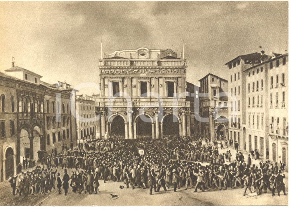 Cartolina originale da collezione 1949 BRESCIA X GIORNATE - Faustino JOLI Piazza Vecchia * Cartolina postale FG NV 1