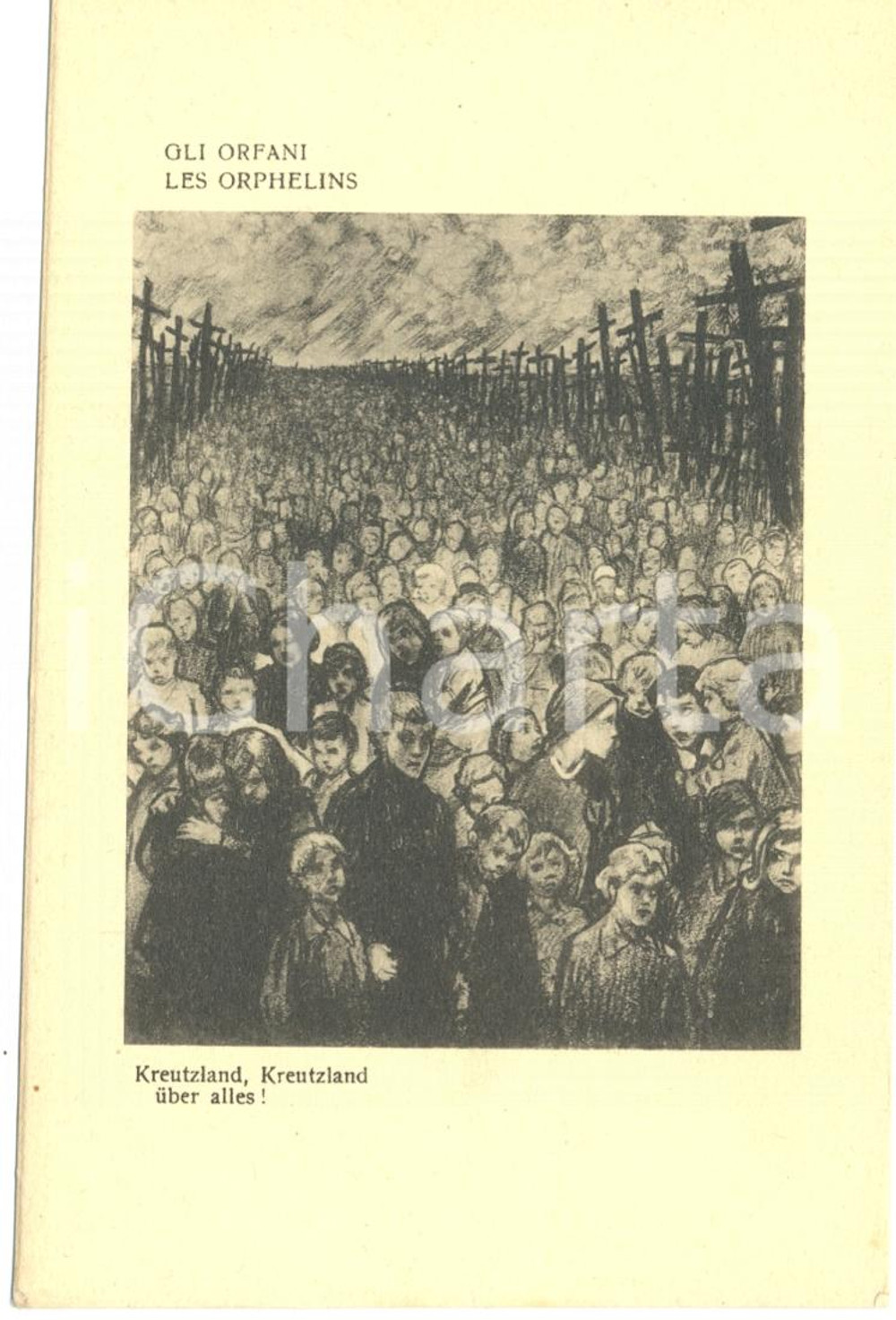 Cartolina originale da collezione 1917 WW1 SATIRA DI GUERRA Gli orfani *Cartolina FP NV 1