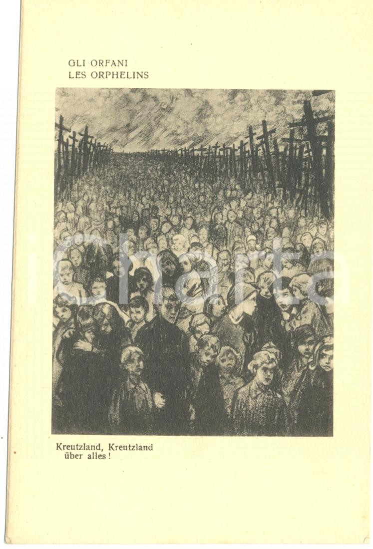Cartolina originale da collezione 1917 WW1 SATIRA DI GUERRA Gli orfani Cartolina FP NV 1
