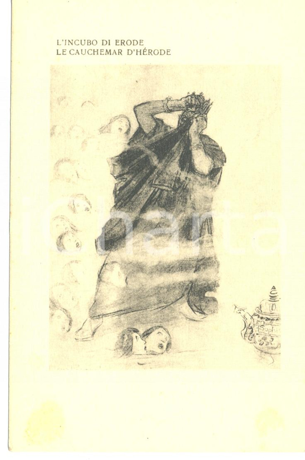 Cartolina originale da collezione 1917 WW1 SATIRA DI GUERRA L'incubo di ERODE *Cartolina FP NV 1