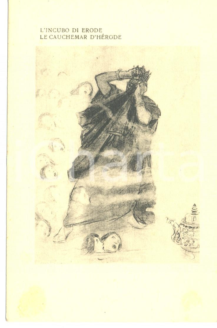 Cartolina originale da collezione 1917 WW1 SATIRA DI GUERRA L incubo di ERODE Cartolina FP NV 1