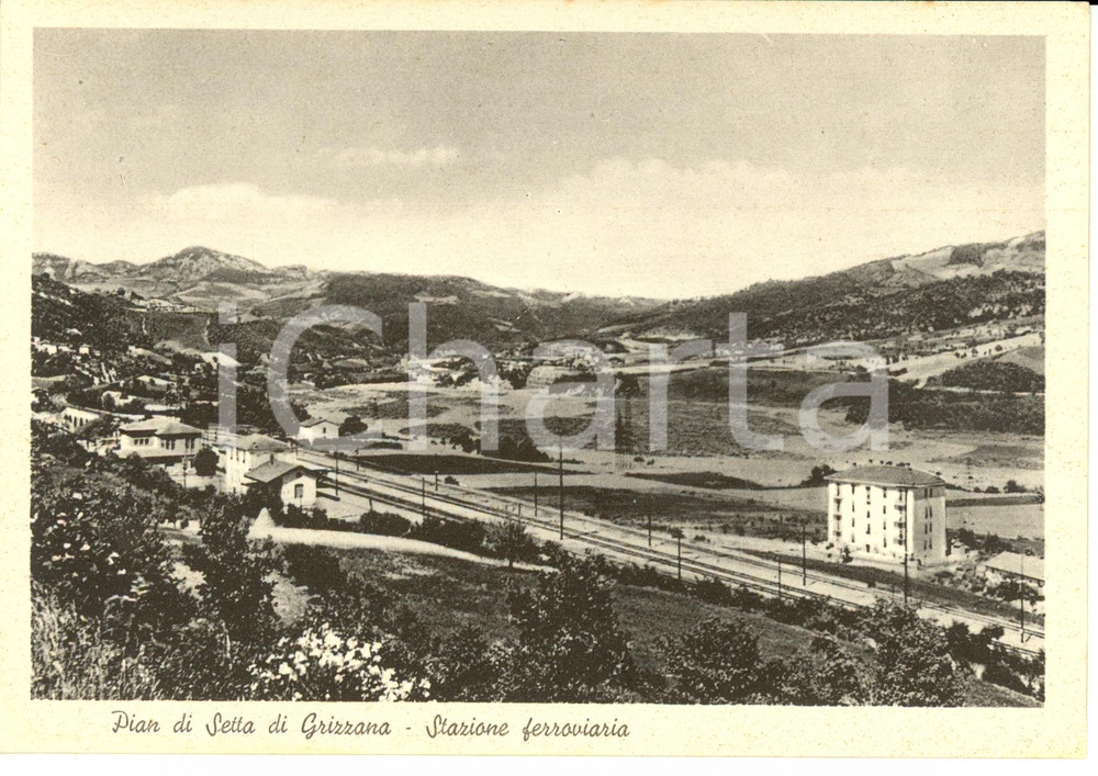 Cartolina originale da collezione 1950 ca PIAN DI SETTA DI GRIZZANA BO Stazione ferroviaria Postcard FG NV 1