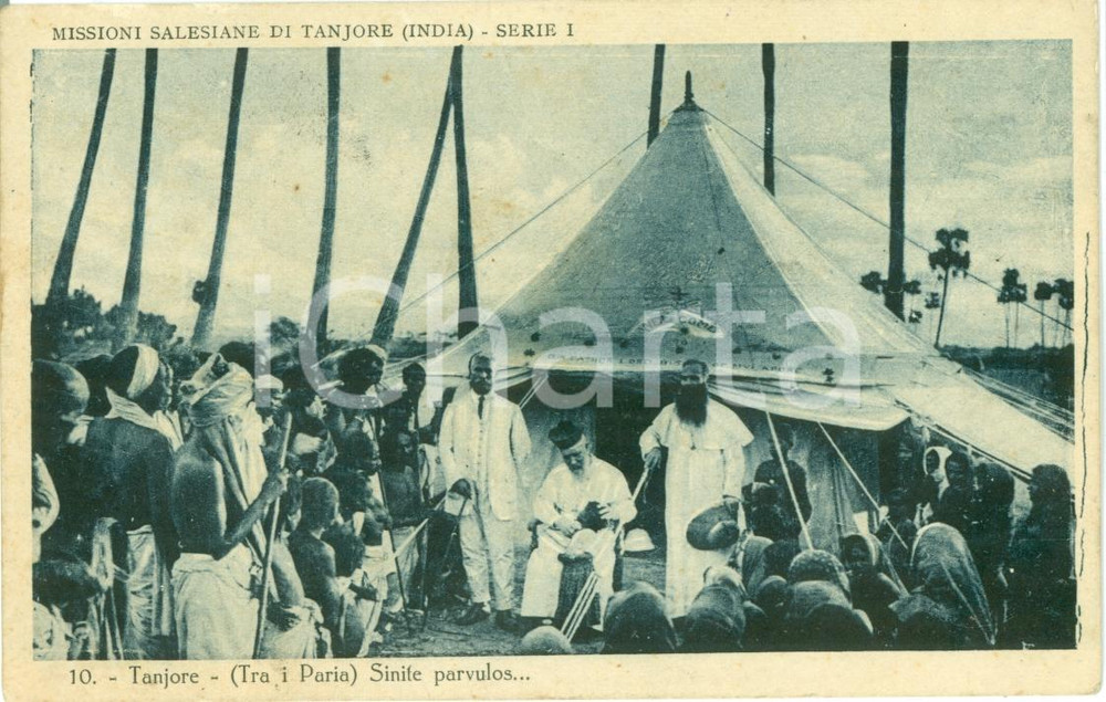 Cartolina originale da collezione 1929 THANJAVUR (INDIA) Predicazione Salesiana tra i PARIA *Cartolina FP VG 1