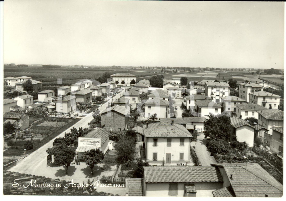 Cartolina originale da collezione 1960 ca S.MARTINO IN ARGINE (BO) Panorama della cittÃ  dall'alto *Postcard FG NV 1
