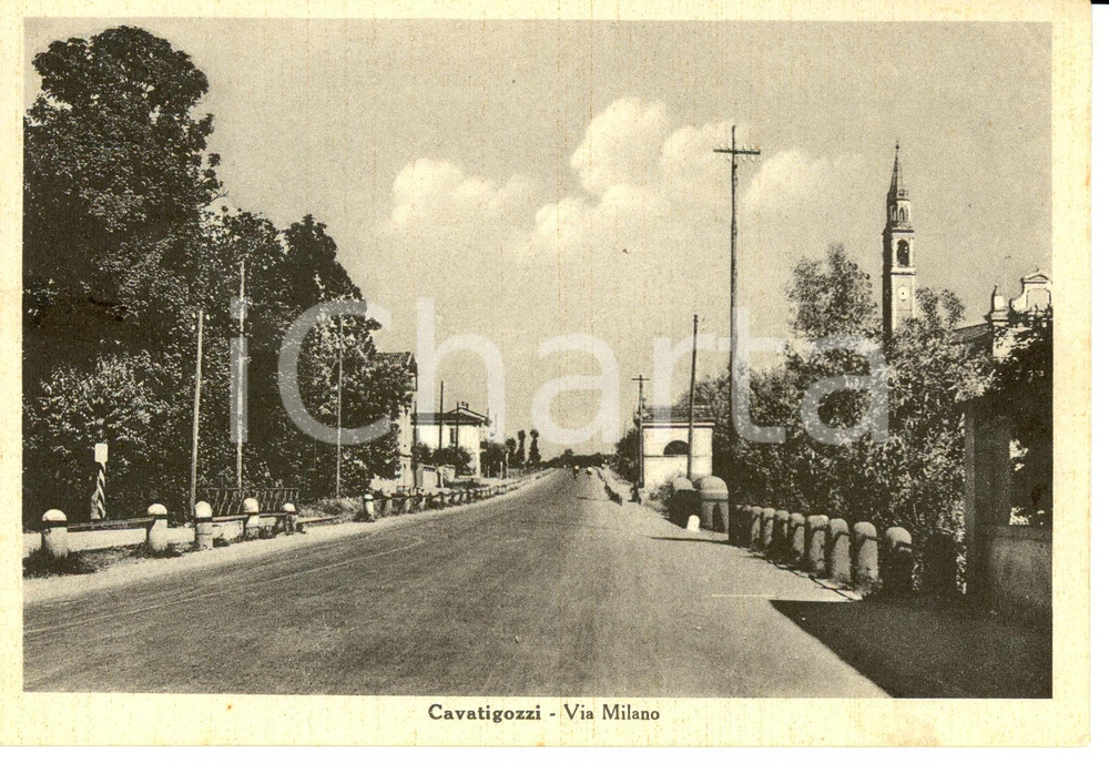 Cartolina originale da collezione 1950 ca CAVATIGOZZI (CR) Via Milano *Cartolina FG NV 1