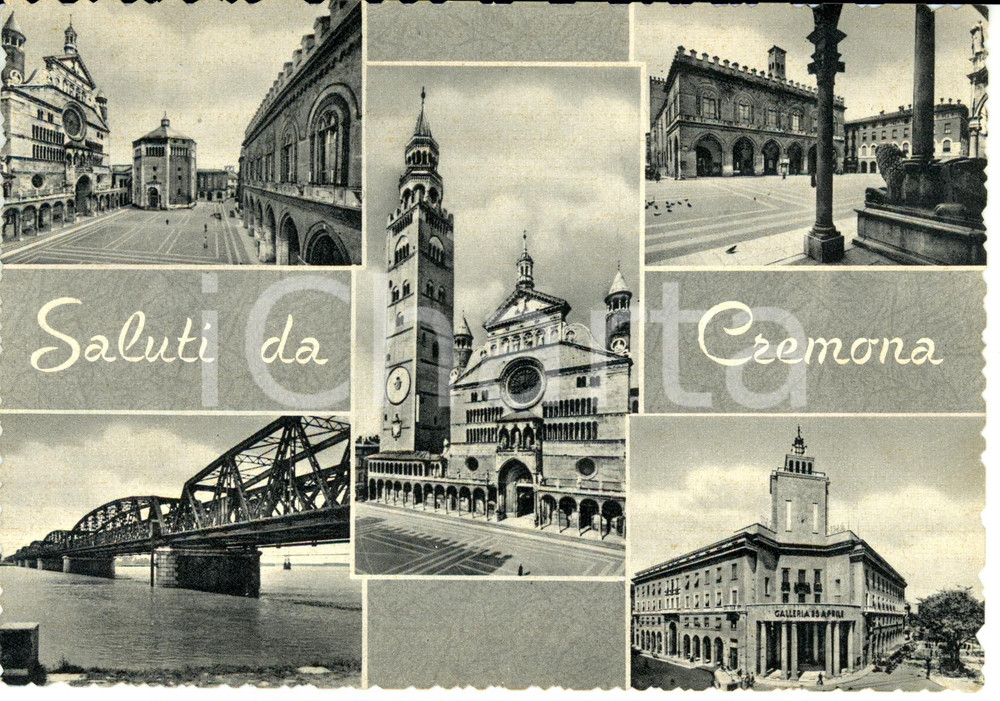 Cartolina originale da collezione 1950 ca CREMONA Vedutine della cittÃ  Cartolina FG NV 1
