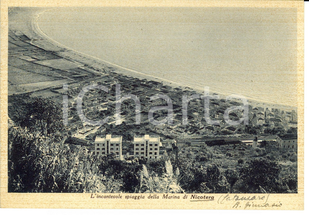 Cartolina originale da collezione 1940 NICOTERA MARINA (VV) Panorama della spiaggia  *Cartolina postale FG VG 1