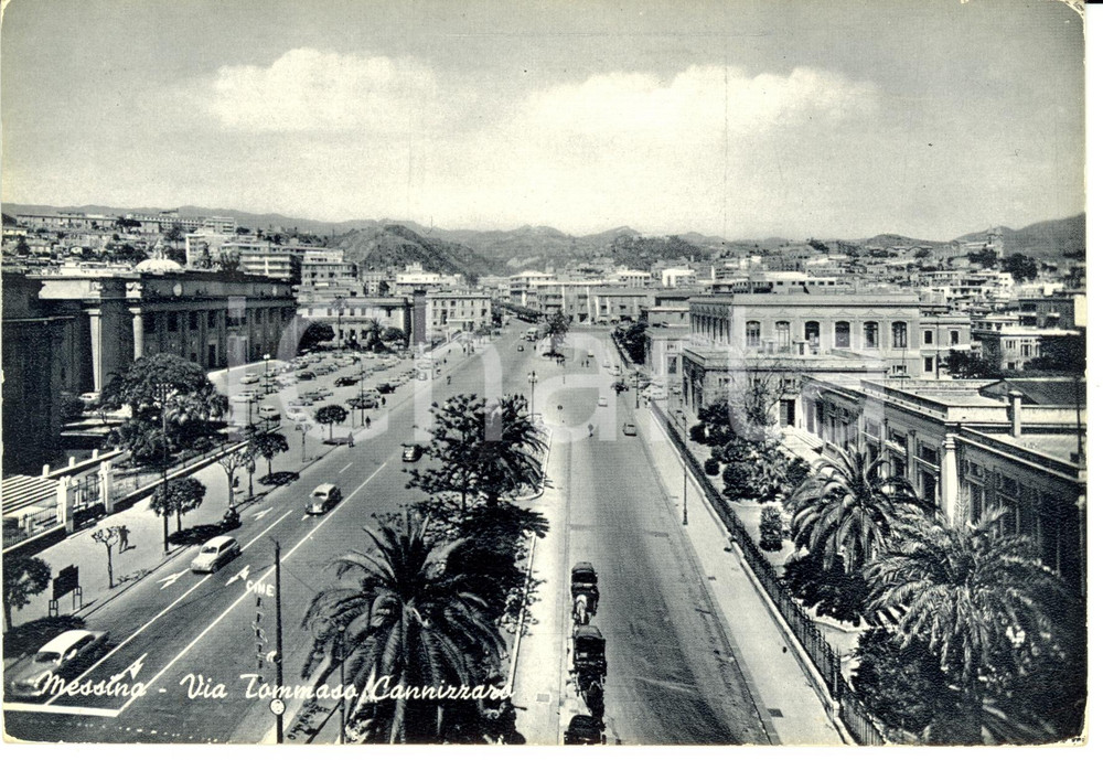 Cartolina originale da collezione 1963 MESSINA Via Tommaso CANNIZZARO *Cartolina postale FG VG 1