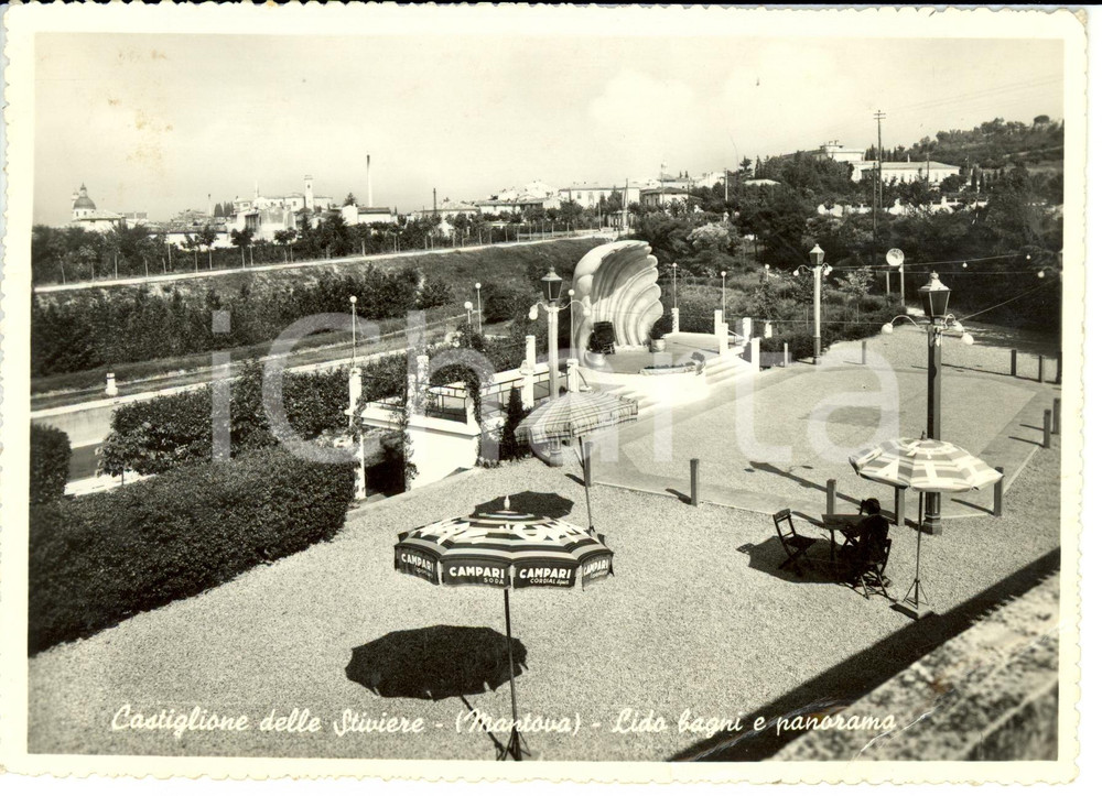 Cartolina originale da collezione 1954 CASTIGLIONE DELLO STIVIERE (MN) Lido Bagni e panorama *Cartolina FG VG 1