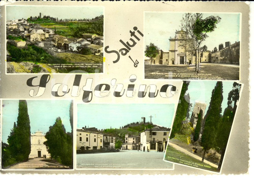 Cartolina originale da collezione 1959 SOLFERINO MN Vedutine della cittÃ  Cartolina FG VG 1