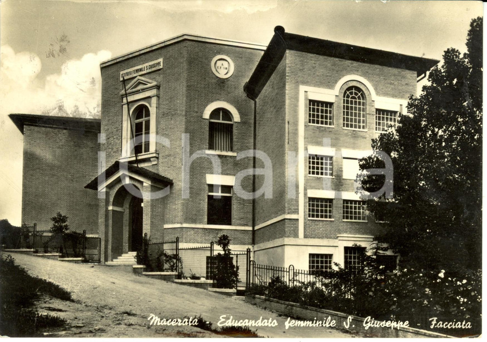 Cartolina originale da collezione 1955 MACERATA Educandato femminile S. Giuseppe *Cartolina postale FG VG 1