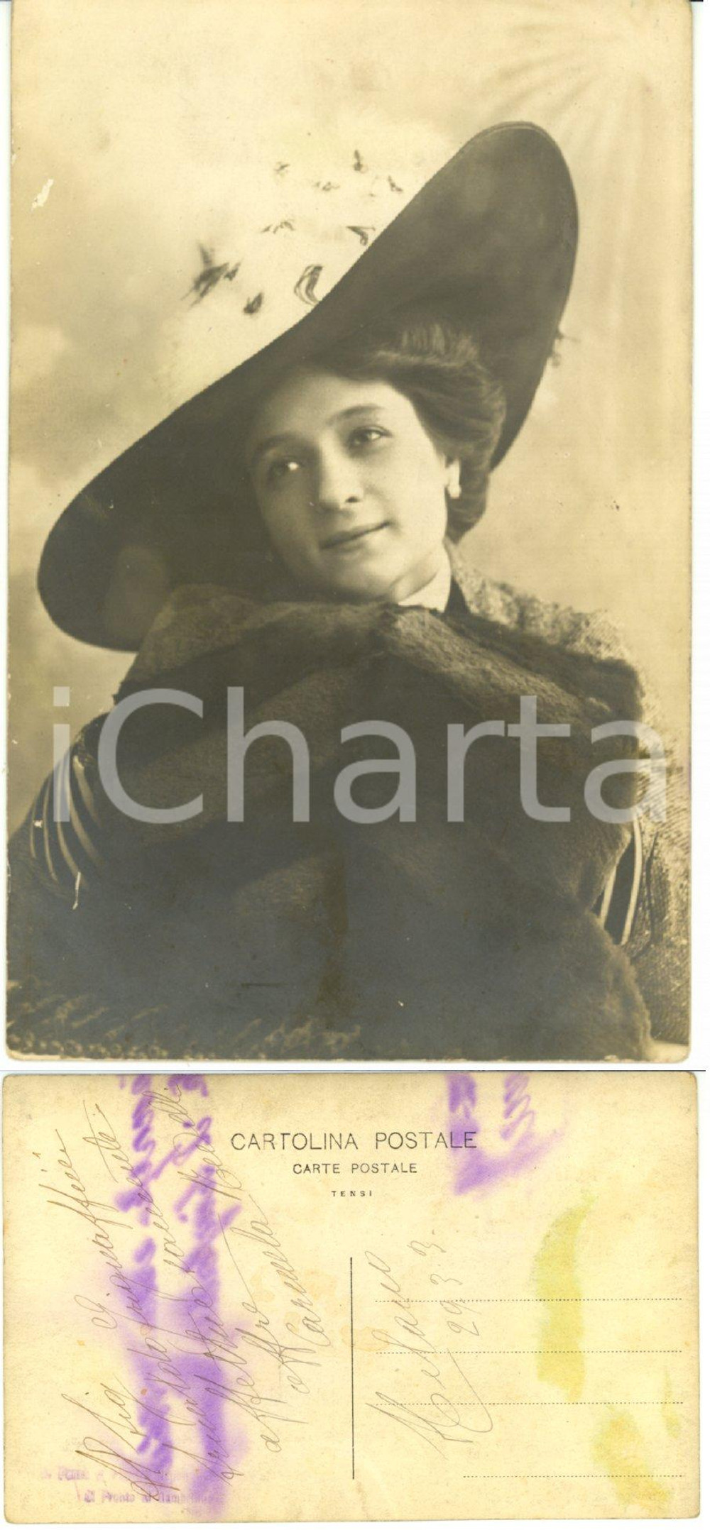 Cartolina originale da collezione 1913 MILANO Cantante operetta Carmela REVELLI ad Arnaldo GRIGNAFFINI * AUTOGRAFO 1