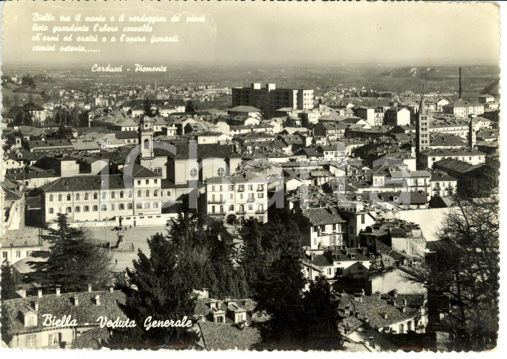 Cartolina originale da collezione 1959 BIELLA Veduta Generale Cartolina FG VG 1