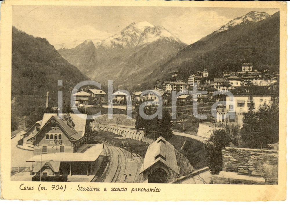 Cartolina originale da collezione 1948 CERES (TO) Stazione e scorcio panoramico *Cartolina FG VG 1