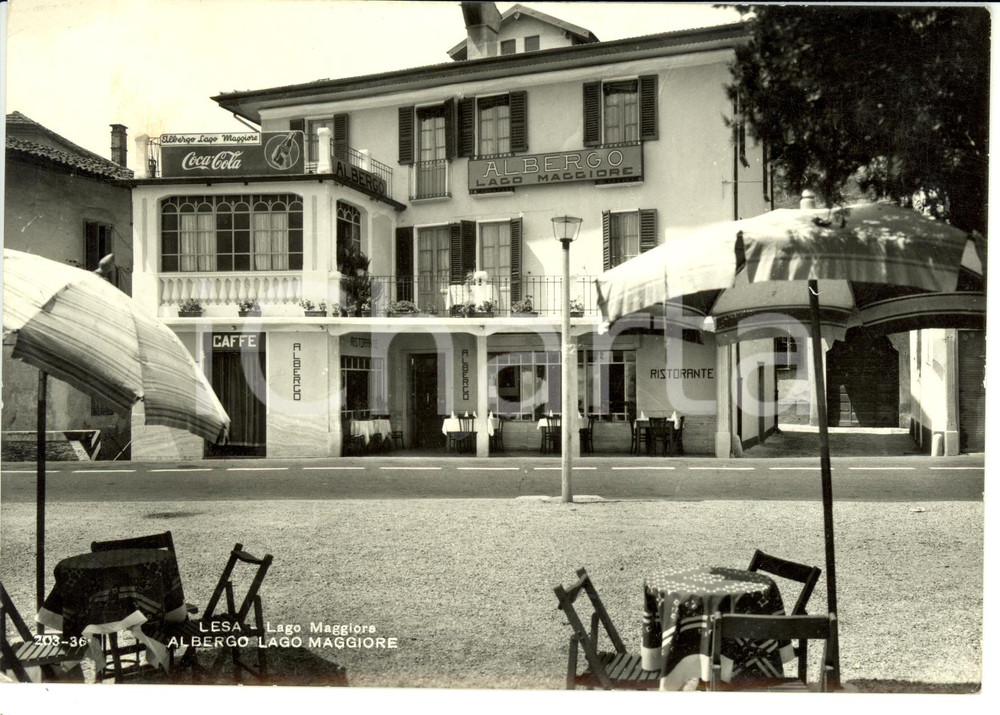 Cartolina originale da collezione 1962 LESA NO Albergo LAGO MAGGIORE con insegna COCA COLA Cartolina FG VG 1