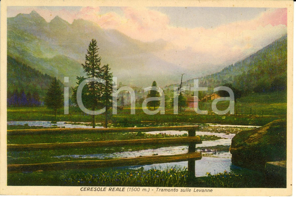 Cartolina originale da collezione 1939 CERESOLE REALE TO Veduta con tramonto sulle LEVANNE Cartolina FG NV 1