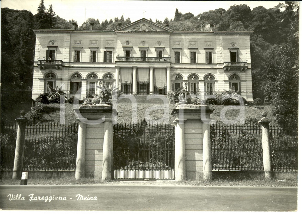 Cartolina originale da collezione 1961 MEINA (NO) Facciata di VILLA FAREGGIANA *Cartolina ANIMATA FG VG 1