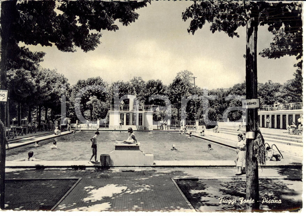 Cartolina originale da collezione 1955 FIUGGI FONTE FR Veduta della piscina con trampolino Cartolina FG VG 1