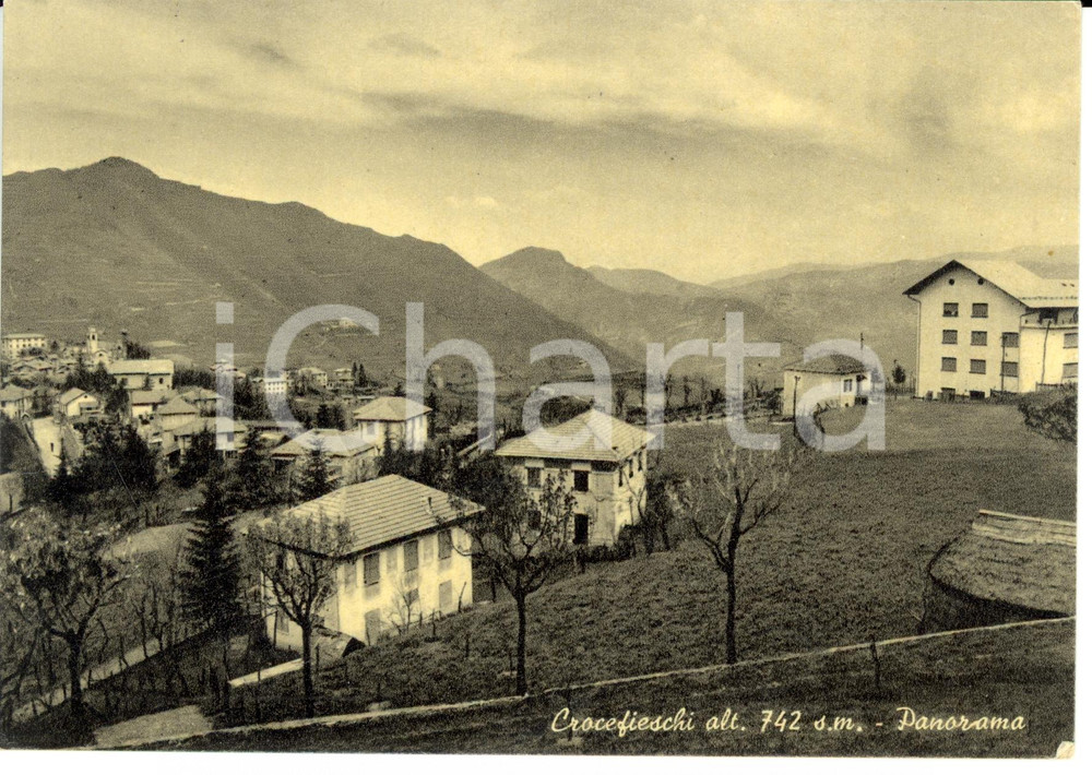 Cartolina originale da collezione 1940 ca CROCEFIESCHI GE Scorcio panoramico su VALLE SCRIVIA Cartolina FG NV 1
