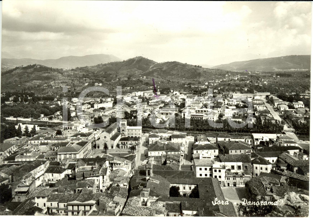 Cartolina originale da collezione 1964 SORA (FR) Veduta panoramica con chiesa SANTA RESTITUTA *Cartolina FG VG 1