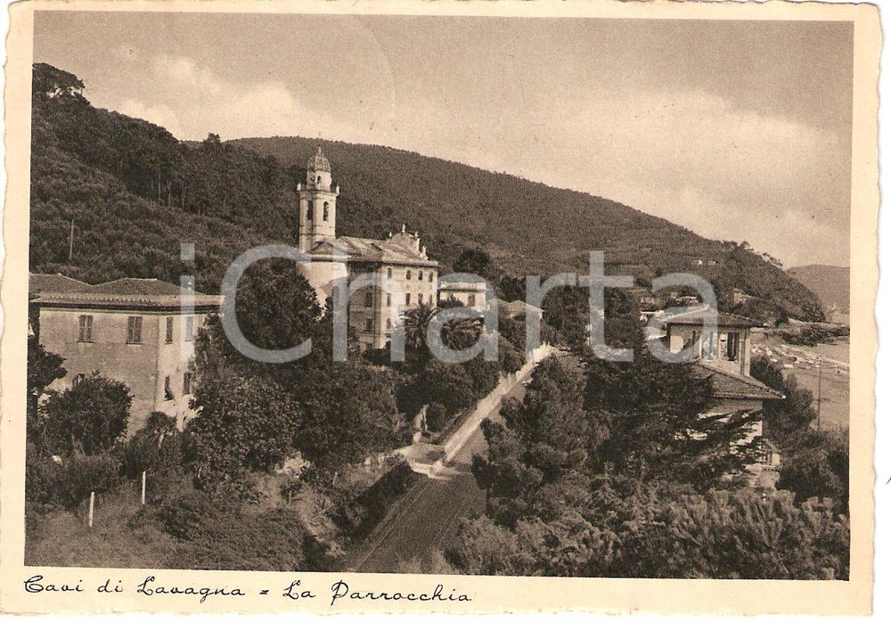 Cartolina originale da collezione 1941 LAVAGNA GE Frazione CAVI Panorama con Chiesa SANTISSIMA CONCEZIONE FG VG 1