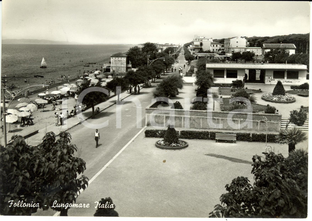 Cartolina originale da collezione 1953 FOLLONICA (GR) Veduta del LUNGOMARE ITALIA *Cartolina FG VG 1