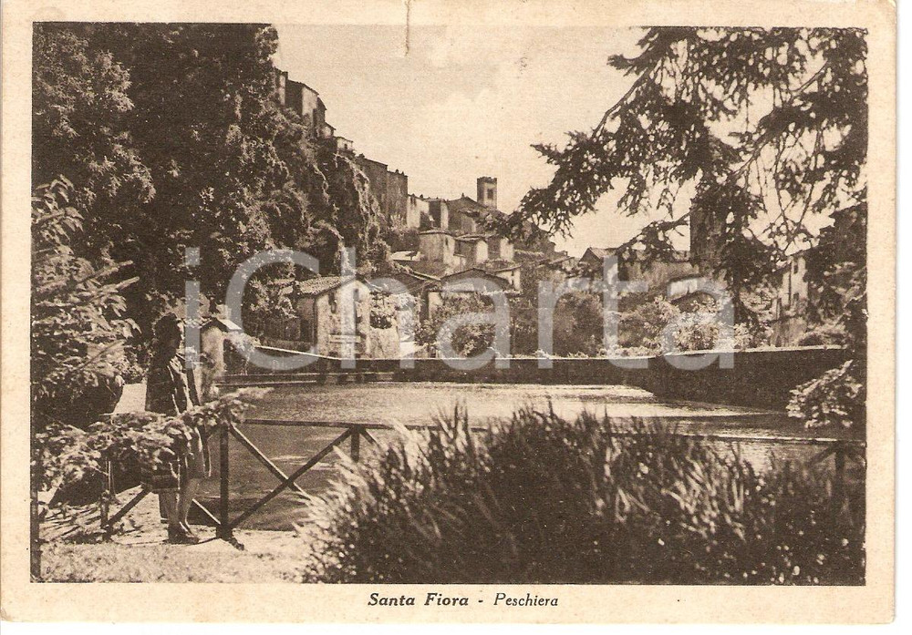 Cartolina originale da collezione 1947 SANTA FIORA (GR) Scorcio della PESCHIERA *Cartolina ANIMATA FG VG 1