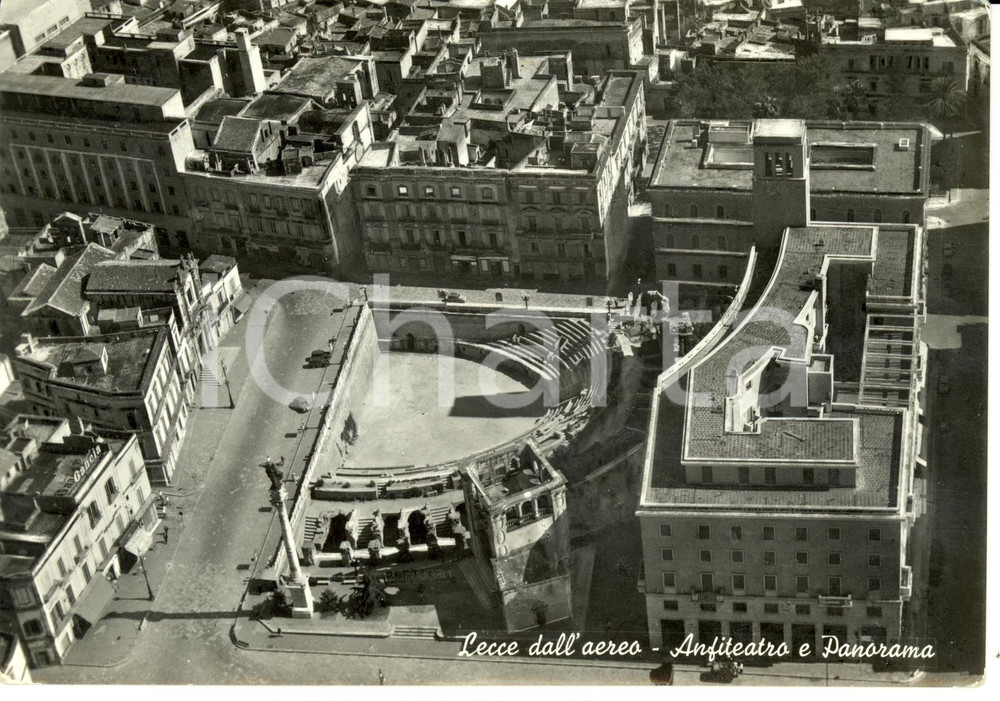 Cartolina originale da collezione 1958 LECCE Veduta aerea dell Anfiteatro Romano Cartolina FG VG 1
