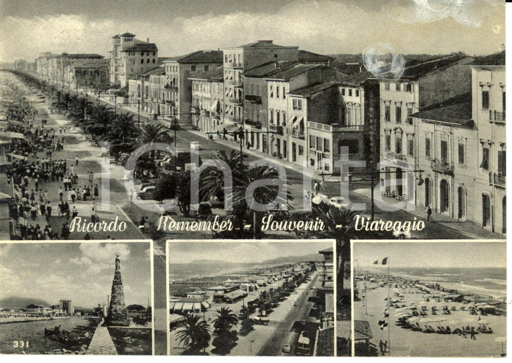 Cartolina originale da collezione 1960 VIAREGGIO LU Vedutine con viale REGINA MARGHERITA Cartolina FG VG 1