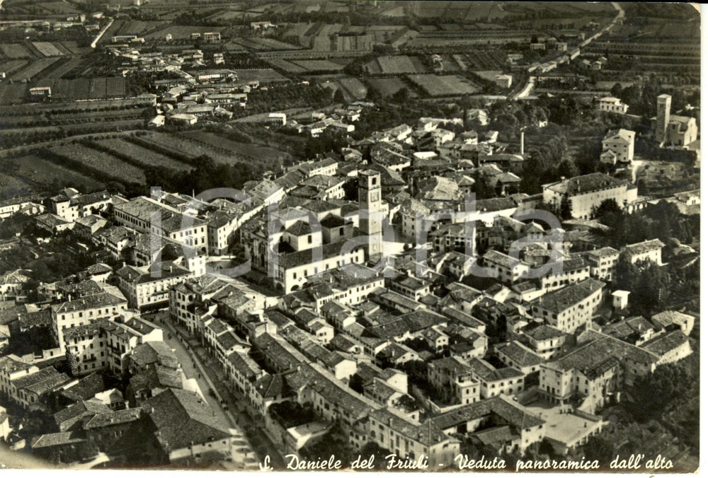 Cartolina originale da collezione 1956 SAN DANIELE DEL FRIULI UD Veduta con parrocchia SAN MICHELE ARCANGELO 1