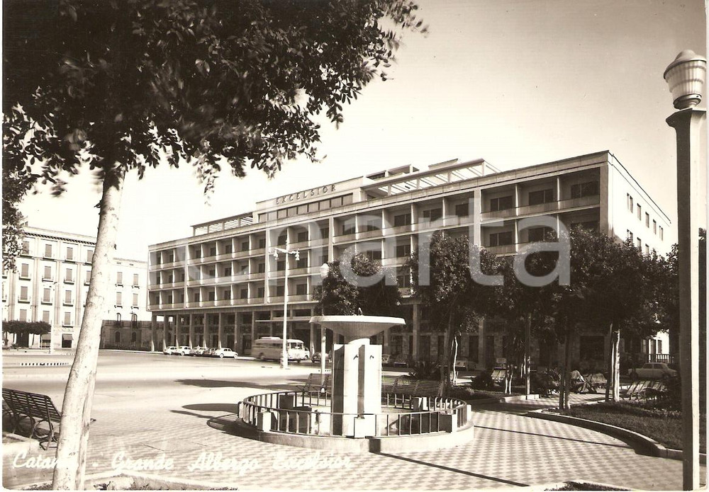 Cartolina originale da collezione 1957 CATANIA Panorama con Grande Albergo EXCELSIOR *Cartolina animata FG VG 1